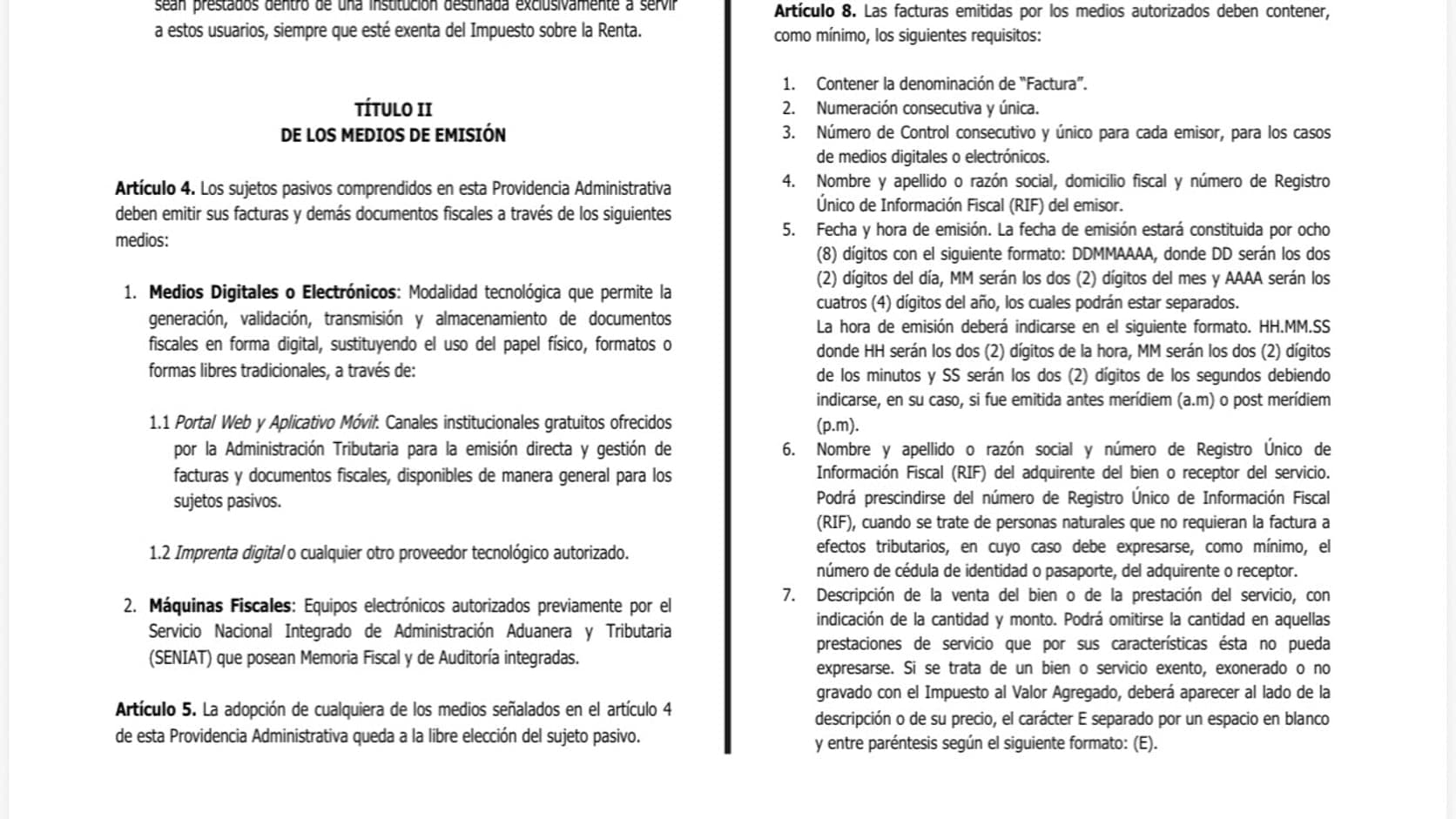 Fragmento de la Gaceta Oficial N.º 43.484 con el artículo 4 de la Providencia SNAT/2026/00093: los medios digitales o electrónicos de emisión.