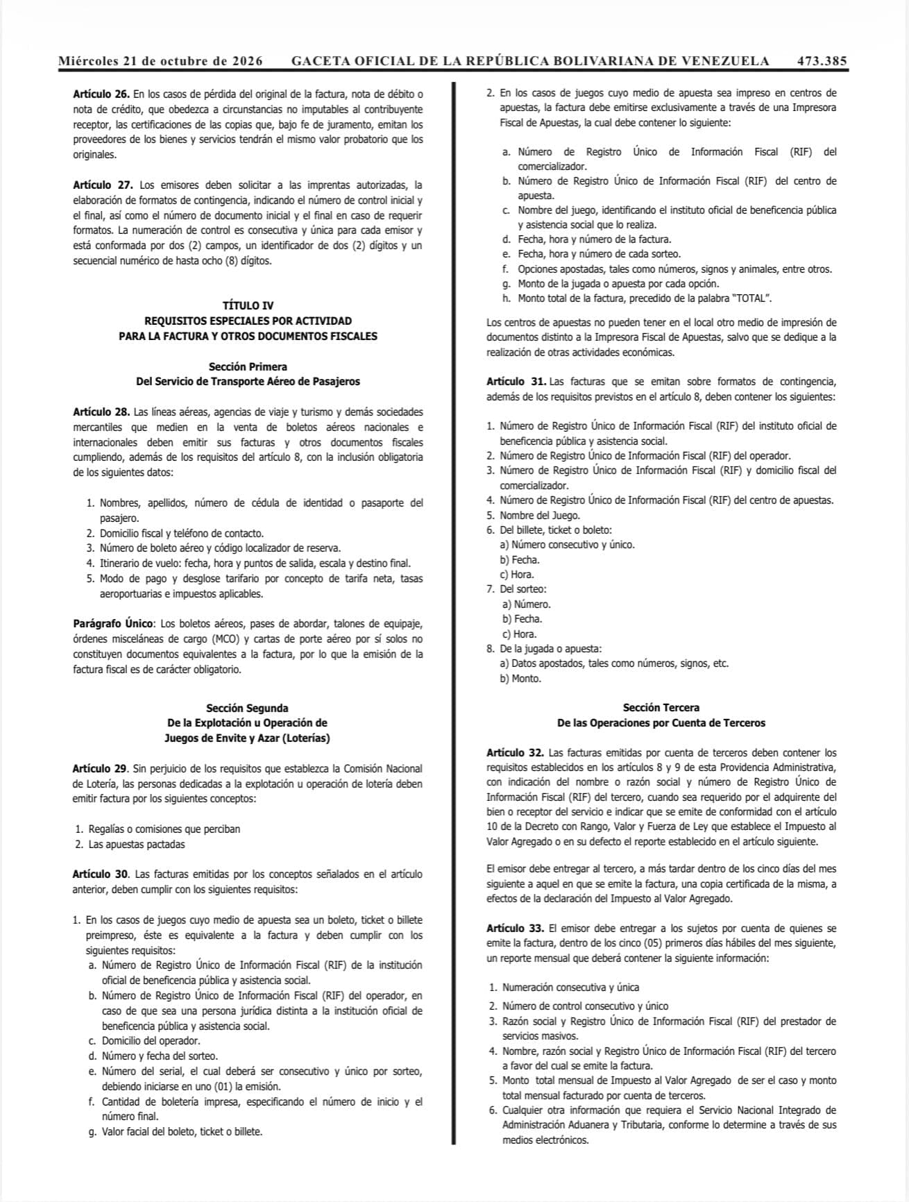 Página 5 de la Gaceta Oficial N.º 43.484 con la Providencia SNAT/2026/00093 del SENIAT.